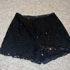 High Waisted Black Sequin Shorts